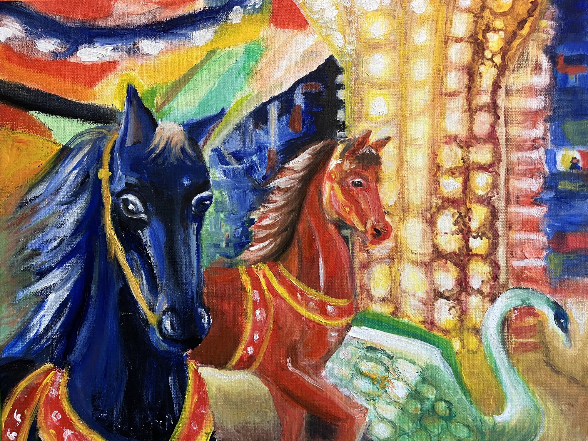 Petit carrousel - Peinture de Christine Gauche