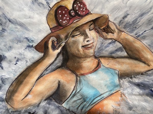 La baignade - Peinture de Christine Gauche